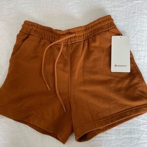 Lululemon rust orange sweat shorts size 6